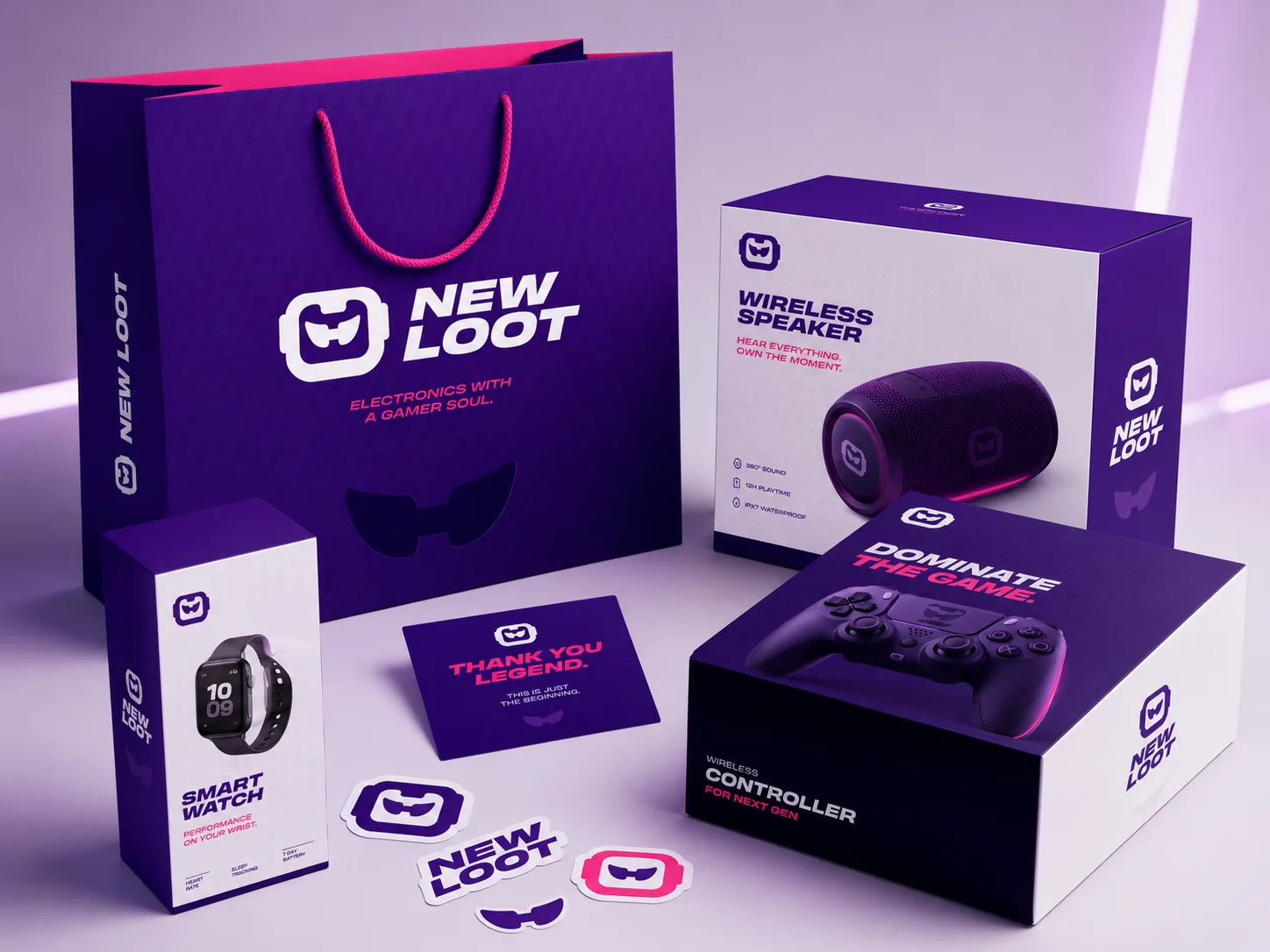 Packaging de New Loot con el parlante convertido en mascota